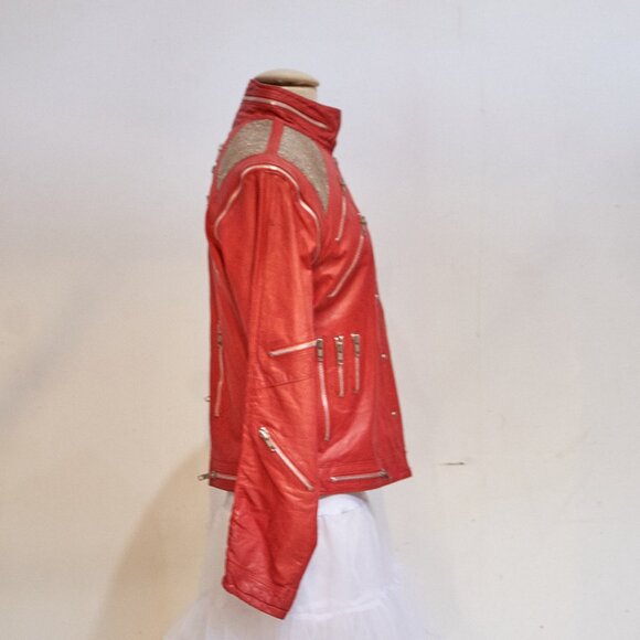 1980’s J.Park Collection Red Leather Zipper Jacket Michael Jackson BEAT IT - Picture 9 of 16